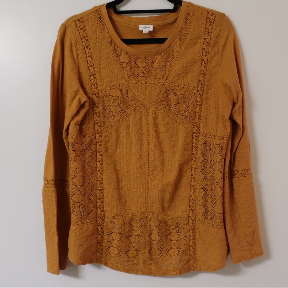 Gold, lace Anthropologie long sleeve tee